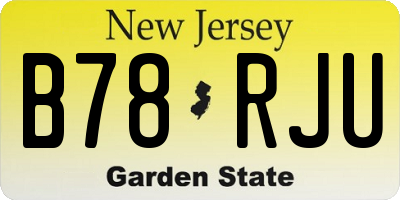 NJ license plate B78RJU