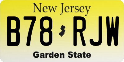 NJ license plate B78RJW