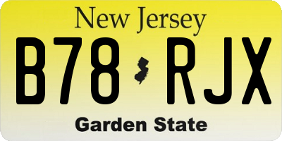 NJ license plate B78RJX