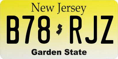 NJ license plate B78RJZ