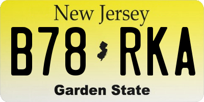 NJ license plate B78RKA