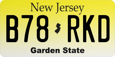 NJ license plate B78RKD