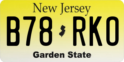 NJ license plate B78RKO