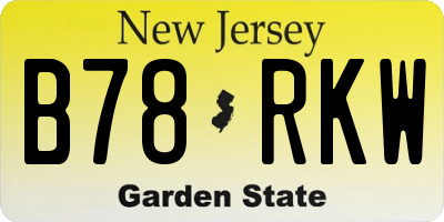 NJ license plate B78RKW