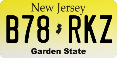 NJ license plate B78RKZ