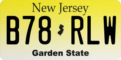 NJ license plate B78RLW