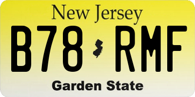 NJ license plate B78RMF