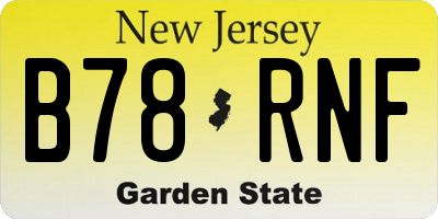 NJ license plate B78RNF