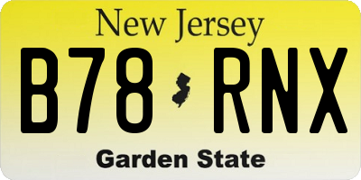 NJ license plate B78RNX