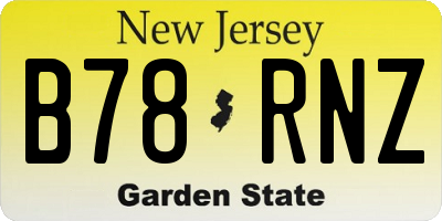 NJ license plate B78RNZ