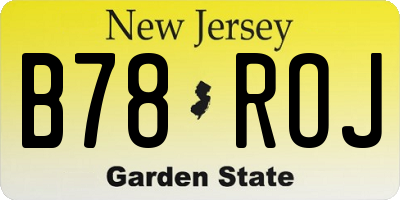 NJ license plate B78ROJ