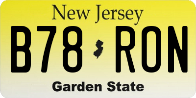 NJ license plate B78RON