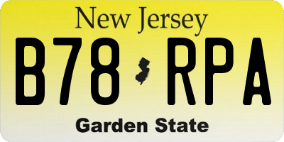 NJ license plate B78RPA