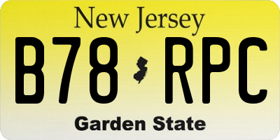 NJ license plate B78RPC