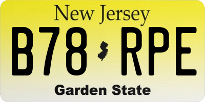 NJ license plate B78RPE