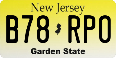 NJ license plate B78RPO
