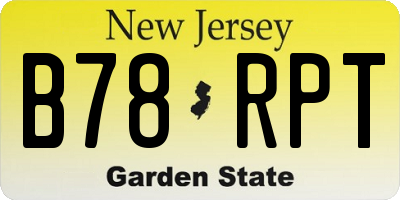 NJ license plate B78RPT