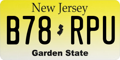 NJ license plate B78RPU