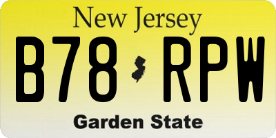 NJ license plate B78RPW