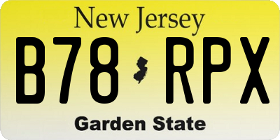 NJ license plate B78RPX