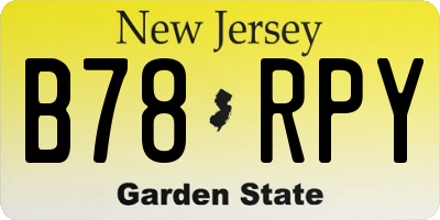 NJ license plate B78RPY