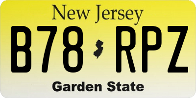 NJ license plate B78RPZ
