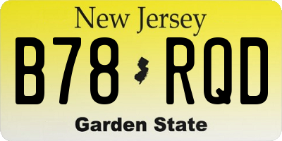 NJ license plate B78RQD