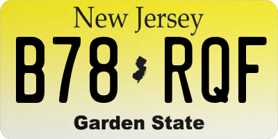 NJ license plate B78RQF
