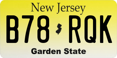 NJ license plate B78RQK