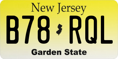 NJ license plate B78RQL