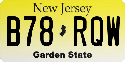 NJ license plate B78RQW