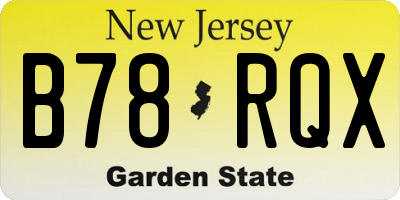 NJ license plate B78RQX