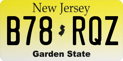 NJ license plate B78RQZ