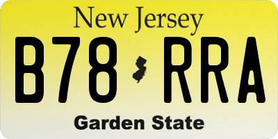 NJ license plate B78RRA