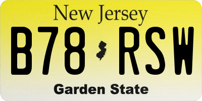 NJ license plate B78RSW