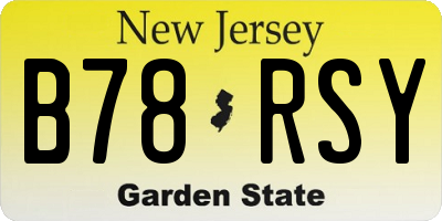 NJ license plate B78RSY