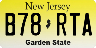 NJ license plate B78RTA