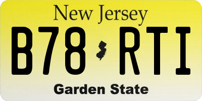 NJ license plate B78RTI