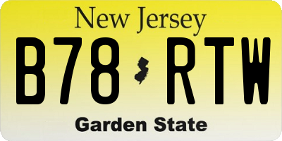 NJ license plate B78RTW