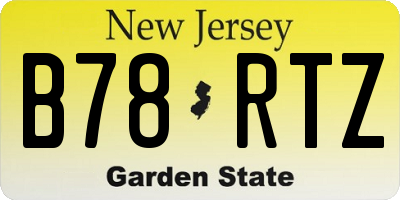 NJ license plate B78RTZ