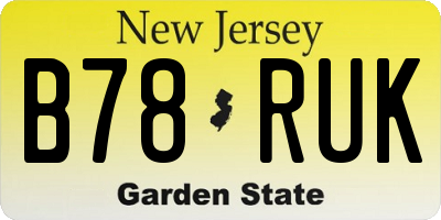 NJ license plate B78RUK