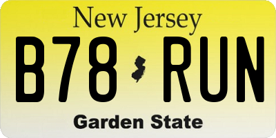 NJ license plate B78RUN