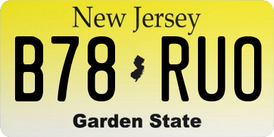 NJ license plate B78RUO
