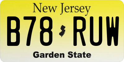 NJ license plate B78RUW