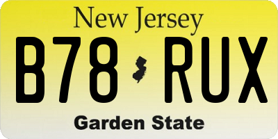 NJ license plate B78RUX