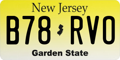 NJ license plate B78RVO