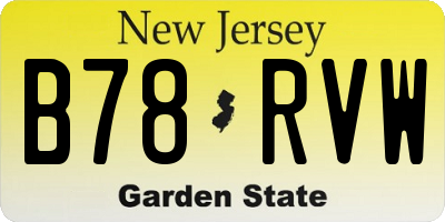 NJ license plate B78RVW