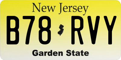 NJ license plate B78RVY