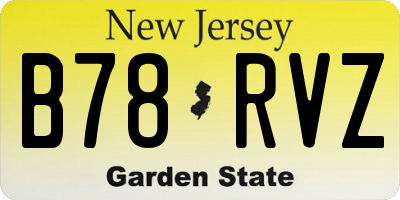 NJ license plate B78RVZ