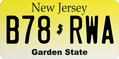 NJ license plate B78RWA